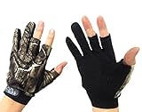 THKFISH Angeln   Handschuhe, 3 Cut Finger Anti-Rutsch-atmungsaktiv Angeln Jagd Dschungel Camouflage Angelhandschuhe